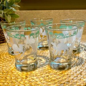 (5) Vintage Hazel Atlas Art Deco Camel Cocktail Glasses